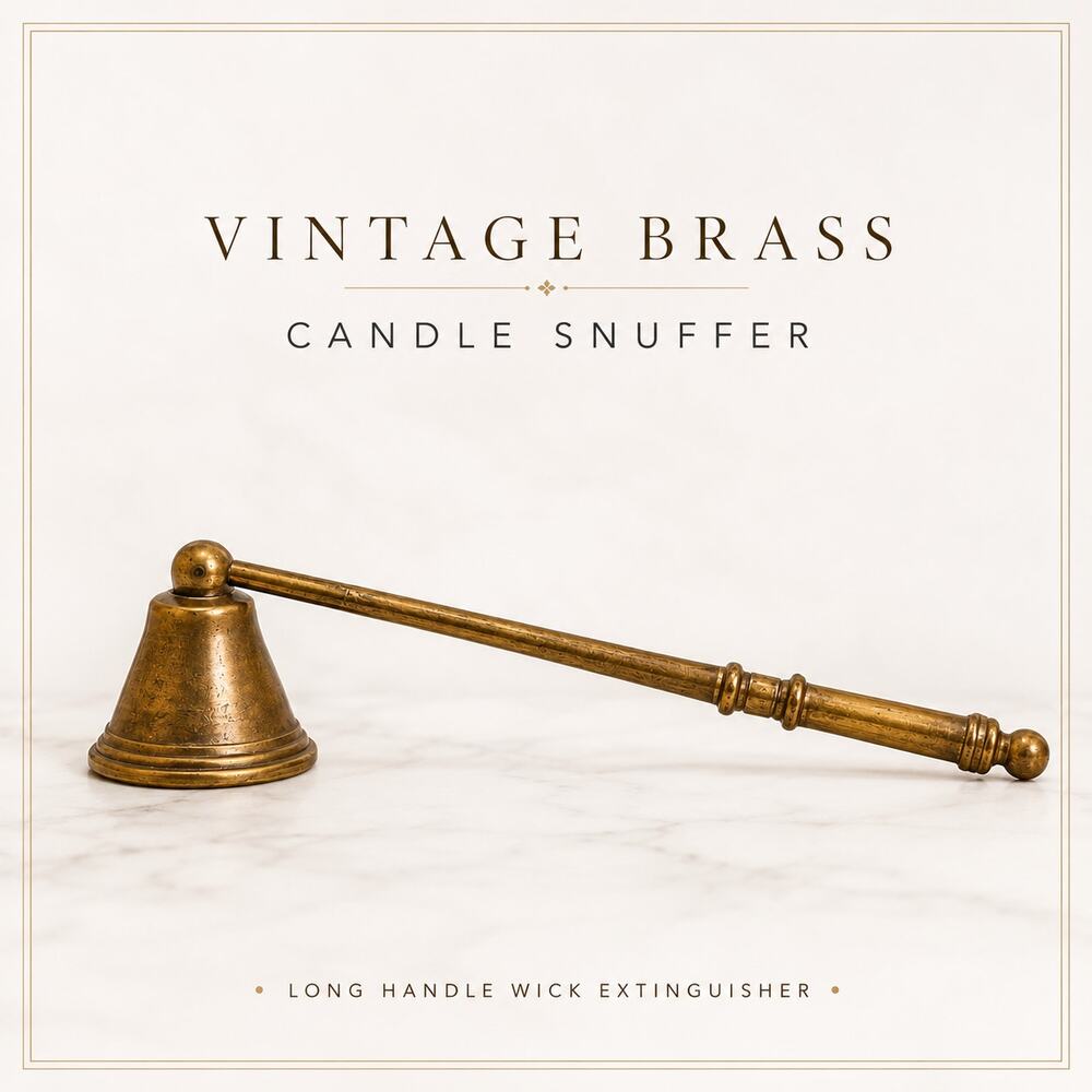 Vintage Brass Candle Snuffer Long Handle Bell Shape Wick Extinguisher